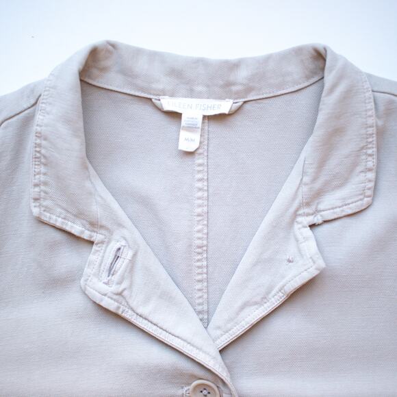 Eileen Fisher Khaki Oversized Chore Coat Size Medium - Picture 2 of 6